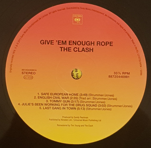 The Clash : Give 'Em Enough Rope (LP, Album, RE, RM)