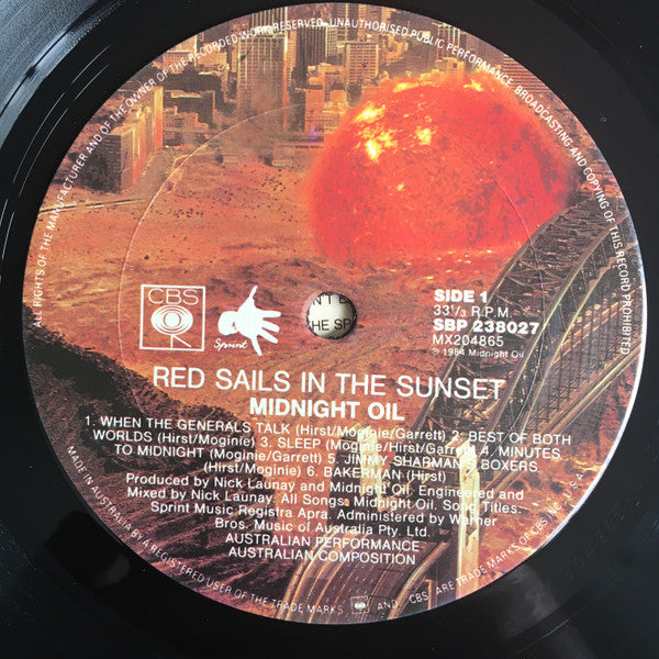Midnight Oil : Red Sails In The Sunset (LP, Album)