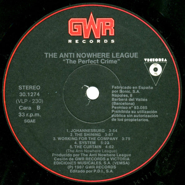 Anti-Nowhere League : The Perfect Crime (LP, Album)