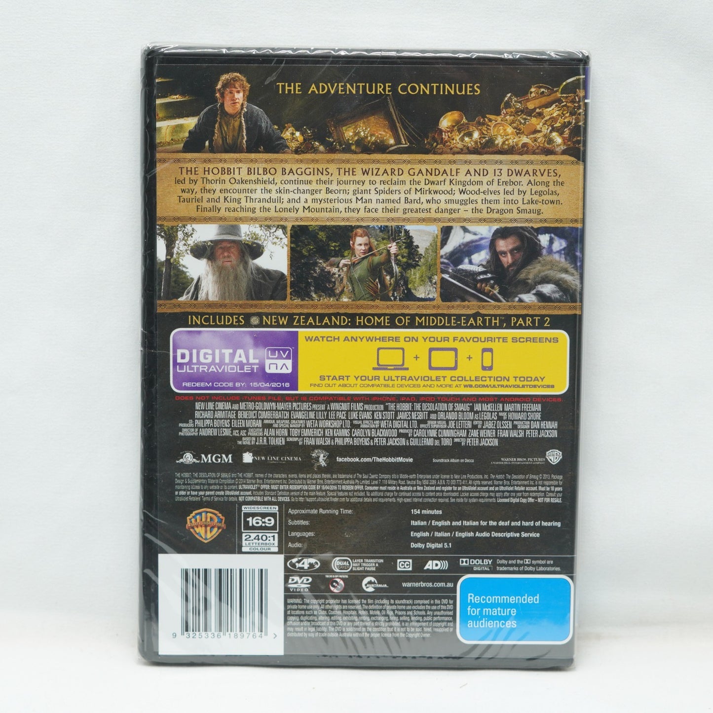 The Hobbit : Desolation of Smaug (2013 : 1 Disc DVD & UV) Brand New Region 4