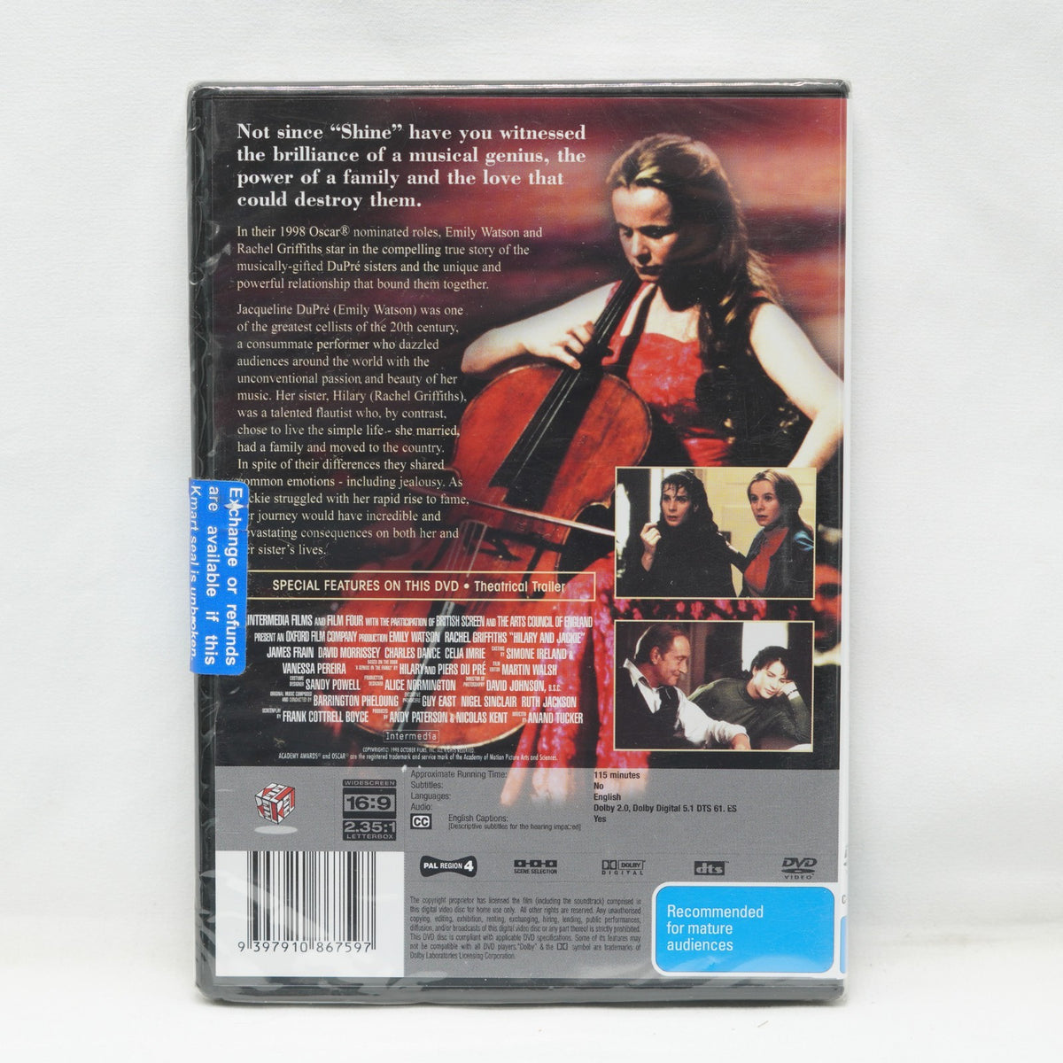 Hilary And Jackie : Emily Watson : NEW DVD : Region 4 *True Story Rare OOP*