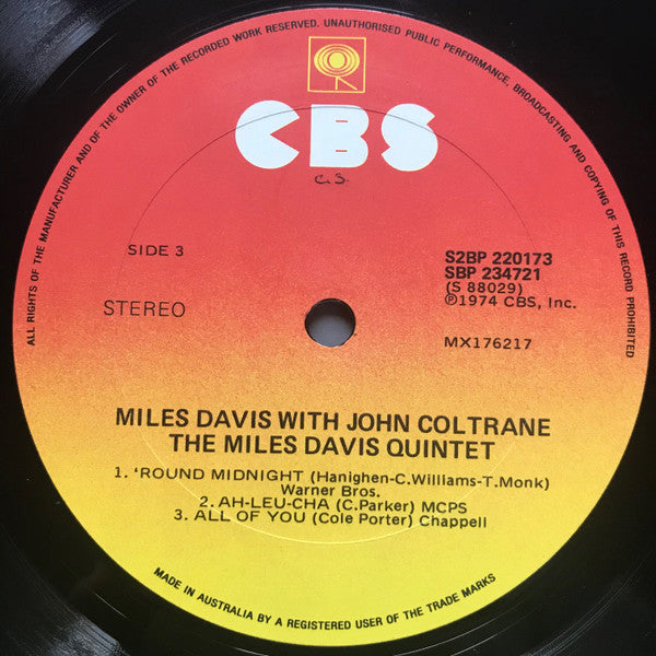 Miles Davis With John Coltrane : Miles Davis With John Coltrane (2xLP, Comp)
