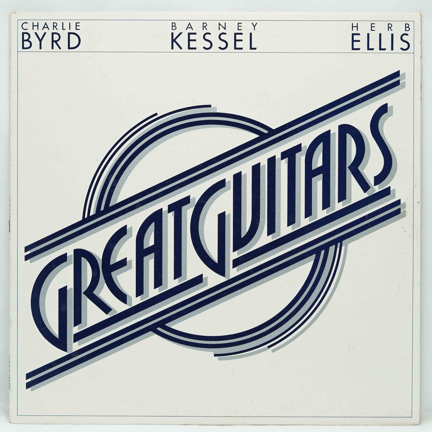 Album cover with 'Great Guitars' text and names of musicians on a light blue background