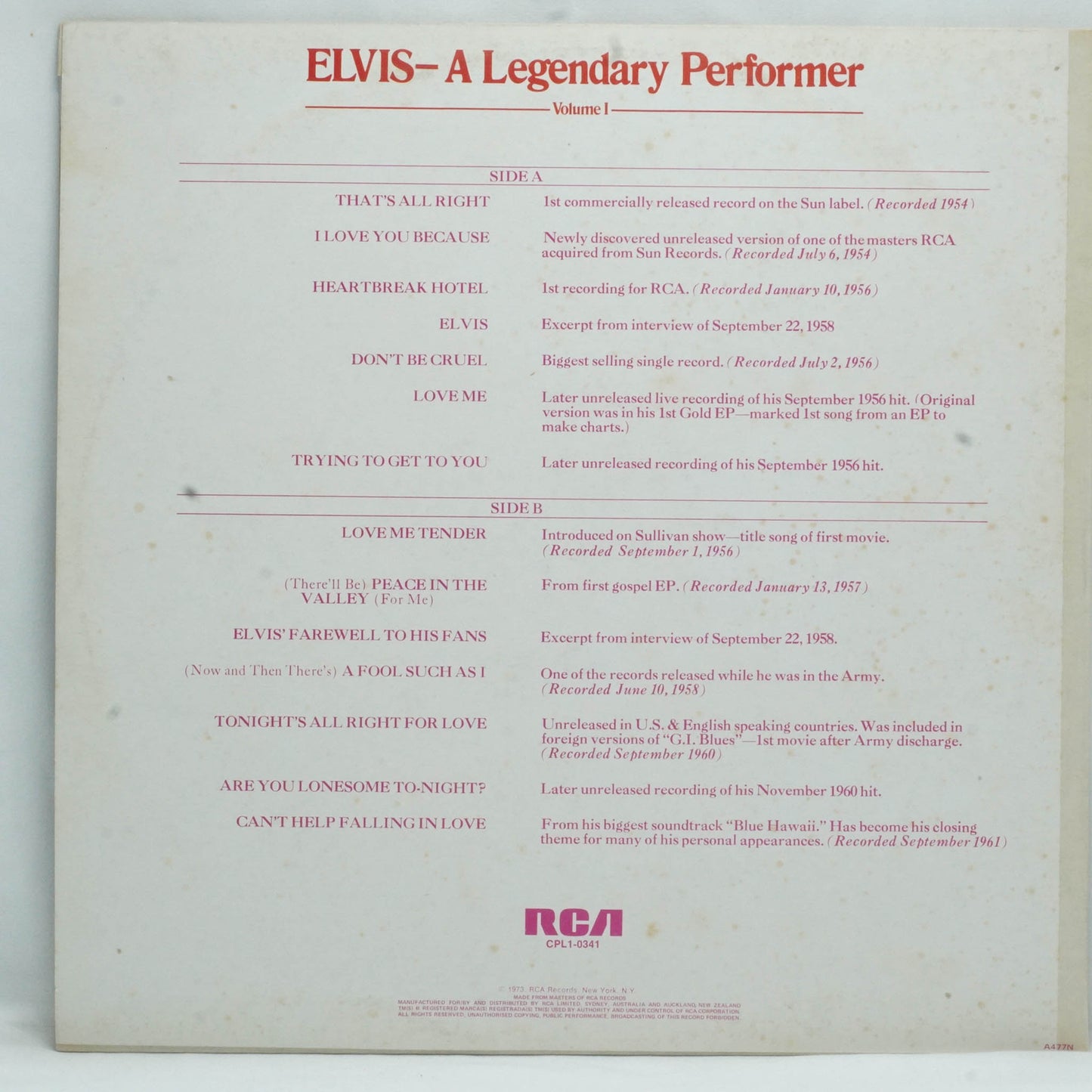 Elvis – A Legendary Performer - Volume 1