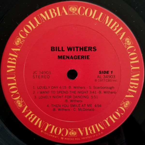 Bill Withers : Menagerie (LP, Album, San)