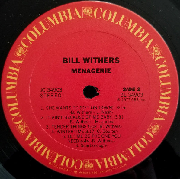 Bill Withers : Menagerie (LP, Album, San)