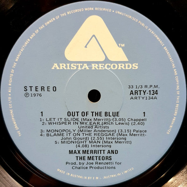 Max Merritt : Out Of The Blue (LP, Album)