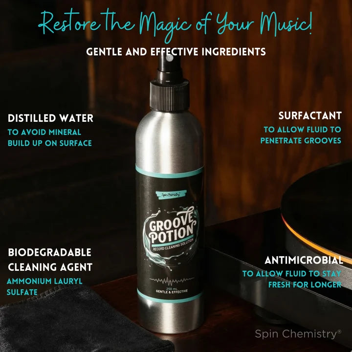 250mL Vinyl Record Cleaning Fluid + Microfiber Cloth