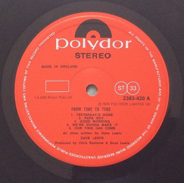 David Lewis (5) : From Time To Time (LP)