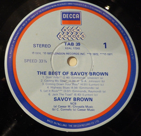 Savoy Brown : The Best Of Savoy Brown (LP, Comp)