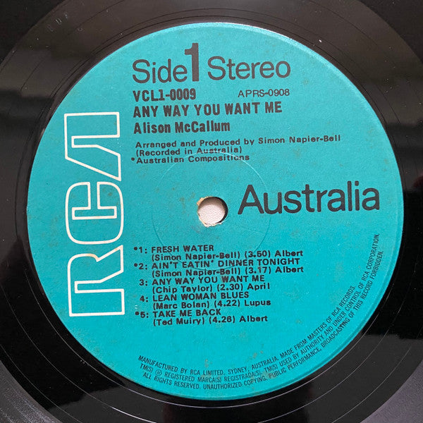 Alison McCallum* : Any Way You Want Me (LP, RE)