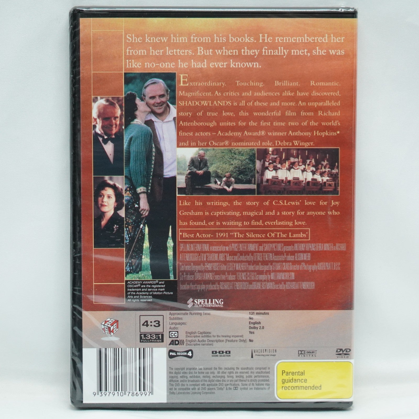Shadowlands (DVD, 1993) Region 4