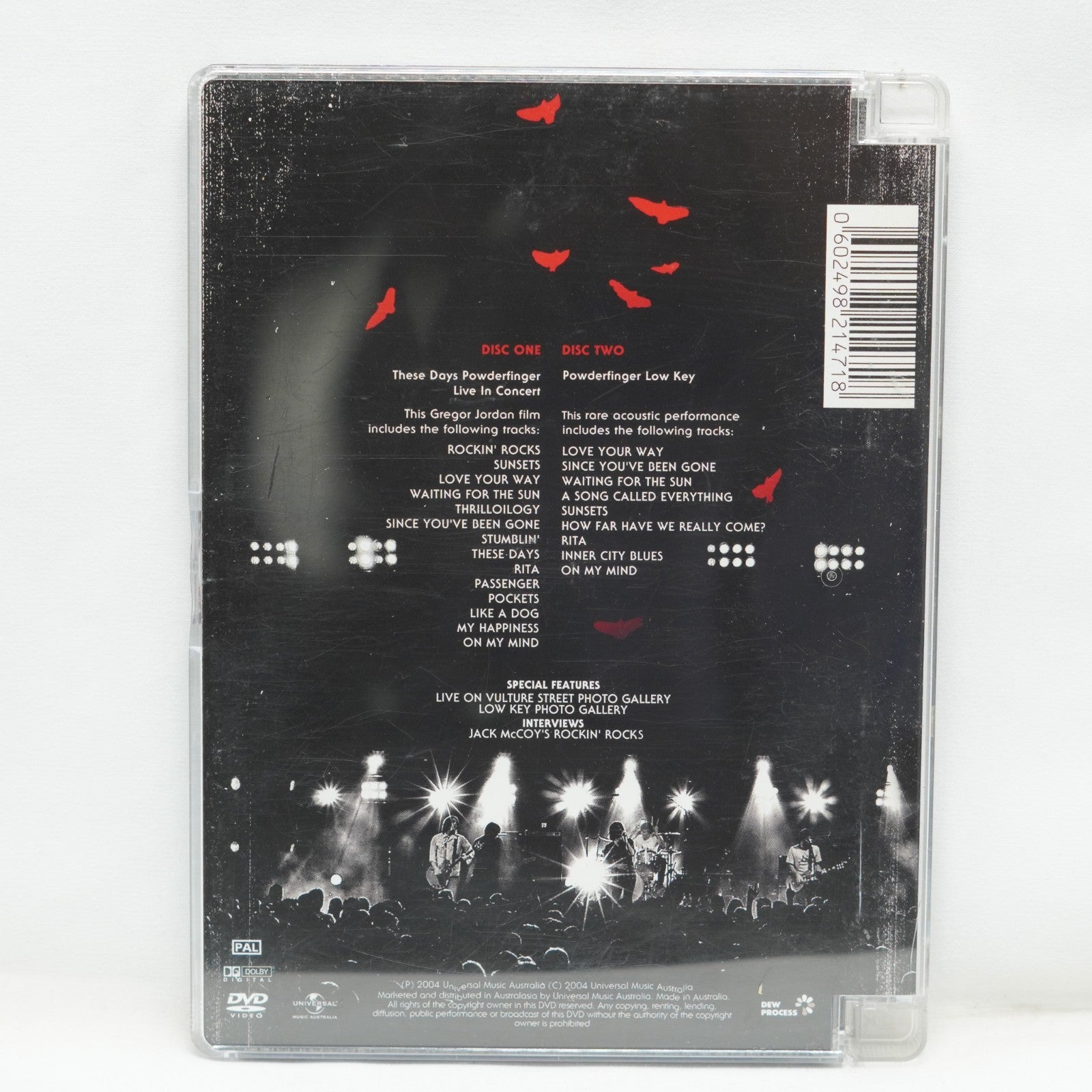 THESE DAYS POWDERFINGER DVD Live in Concert Region 4, 2004, 2 Disc Set