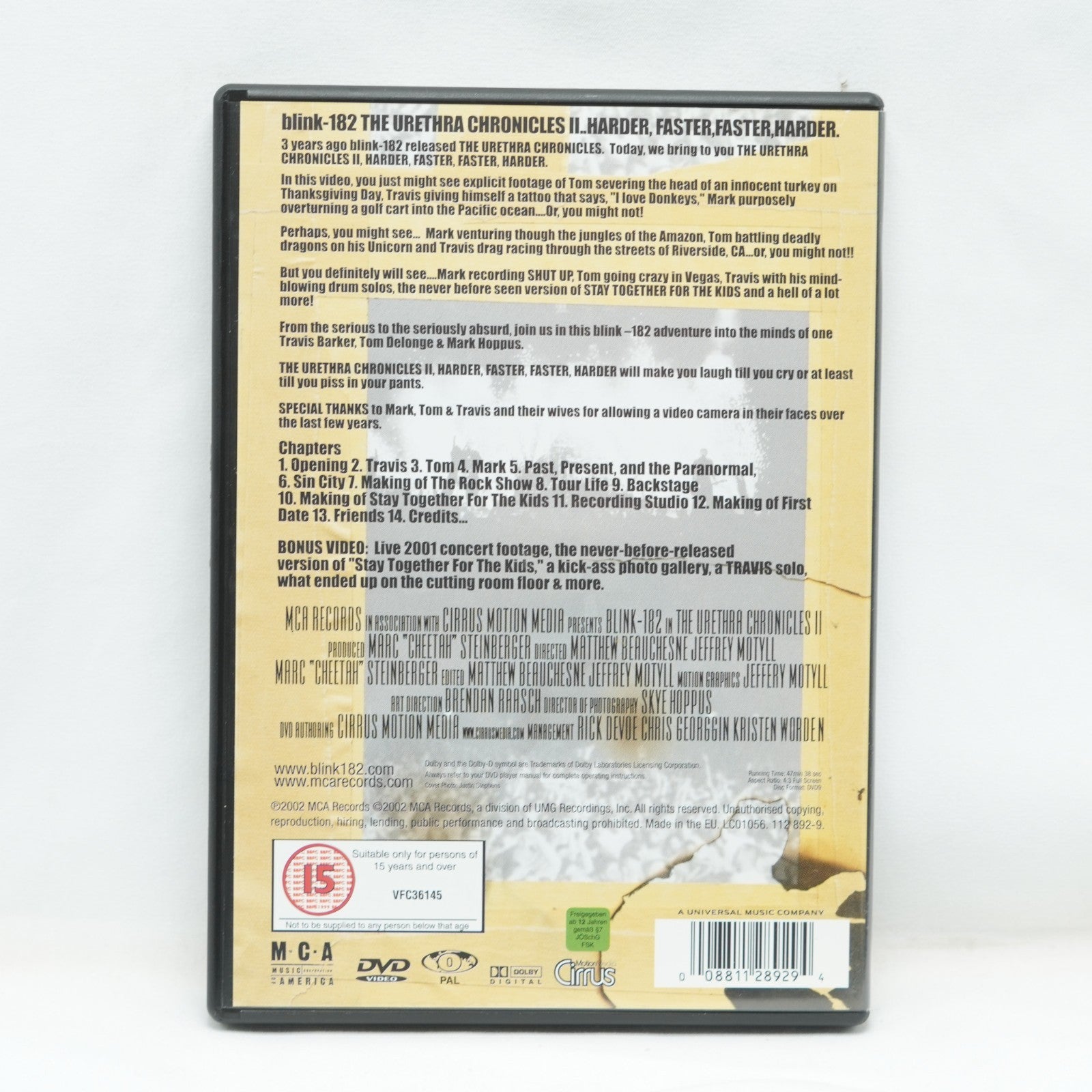 Blink 182: The Urethra Chronicles - 1 and 2 DVD (2003) cert 15 2 discs