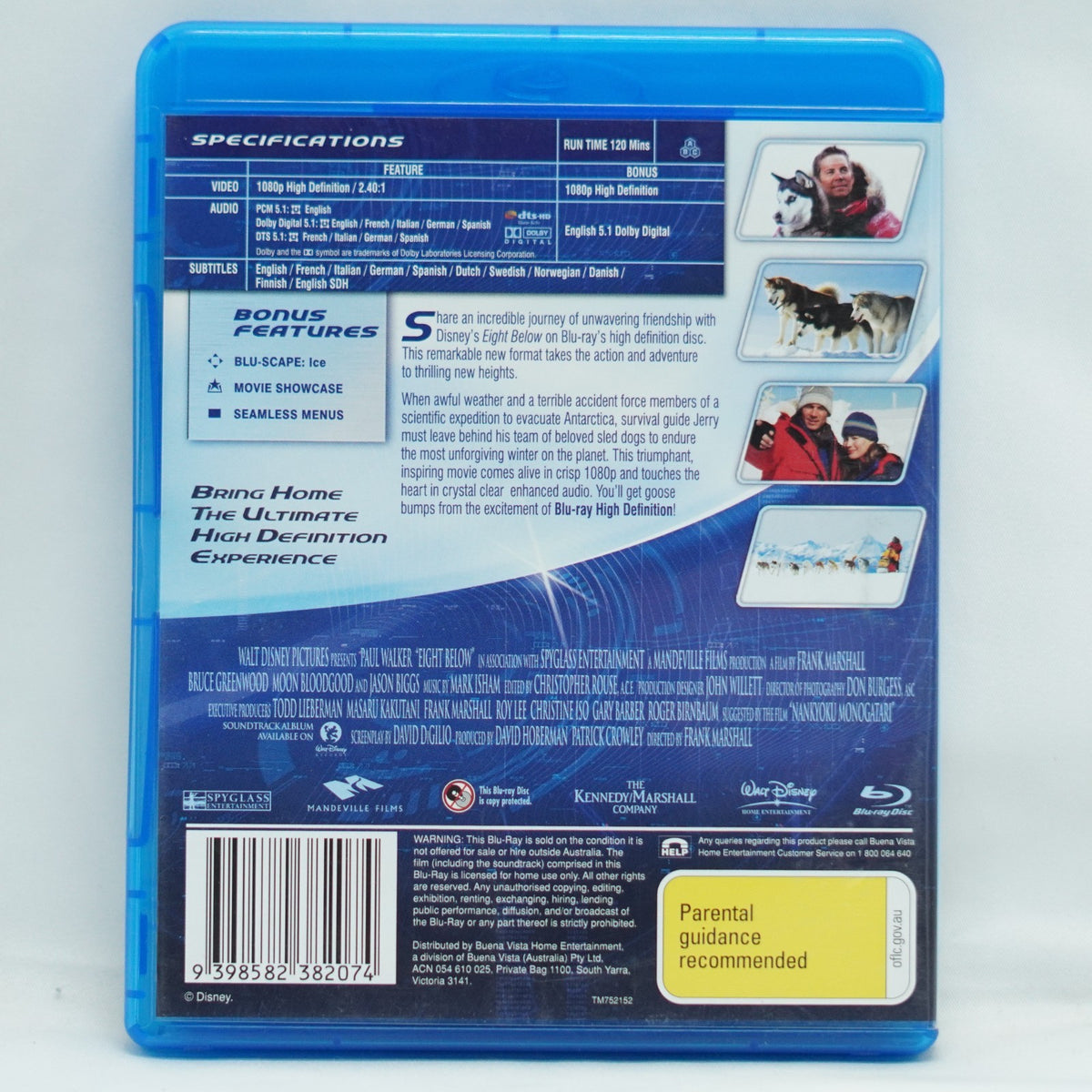 Eight Below Blu Ray 2006 Paul Walker Region ABC - Free Postage