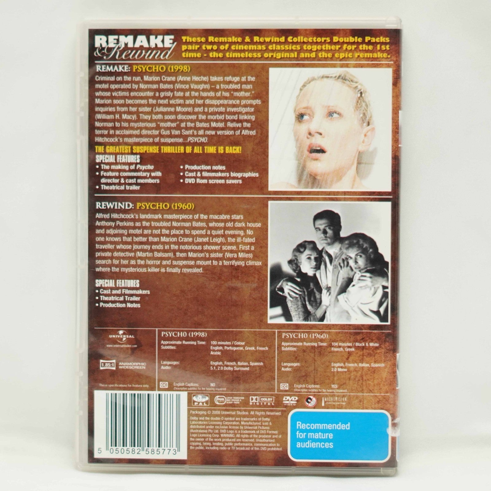 Psycho Remake & Rewind DVD Region 4