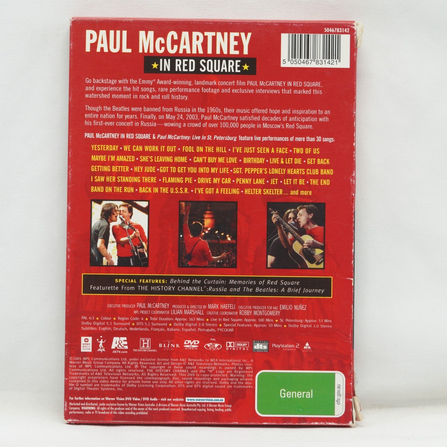Paul Mccartney ~ In Red Square : A Concert Film DVD. In Slip Case