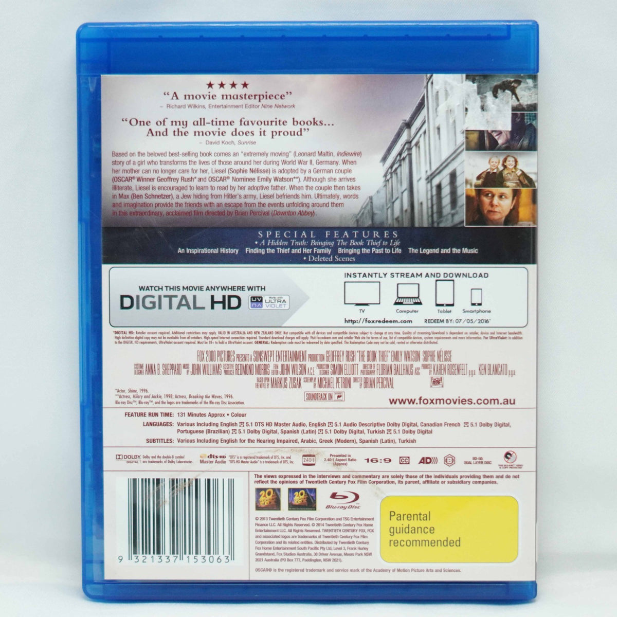 The Book Thief (Blu-ray, 2013) Region B