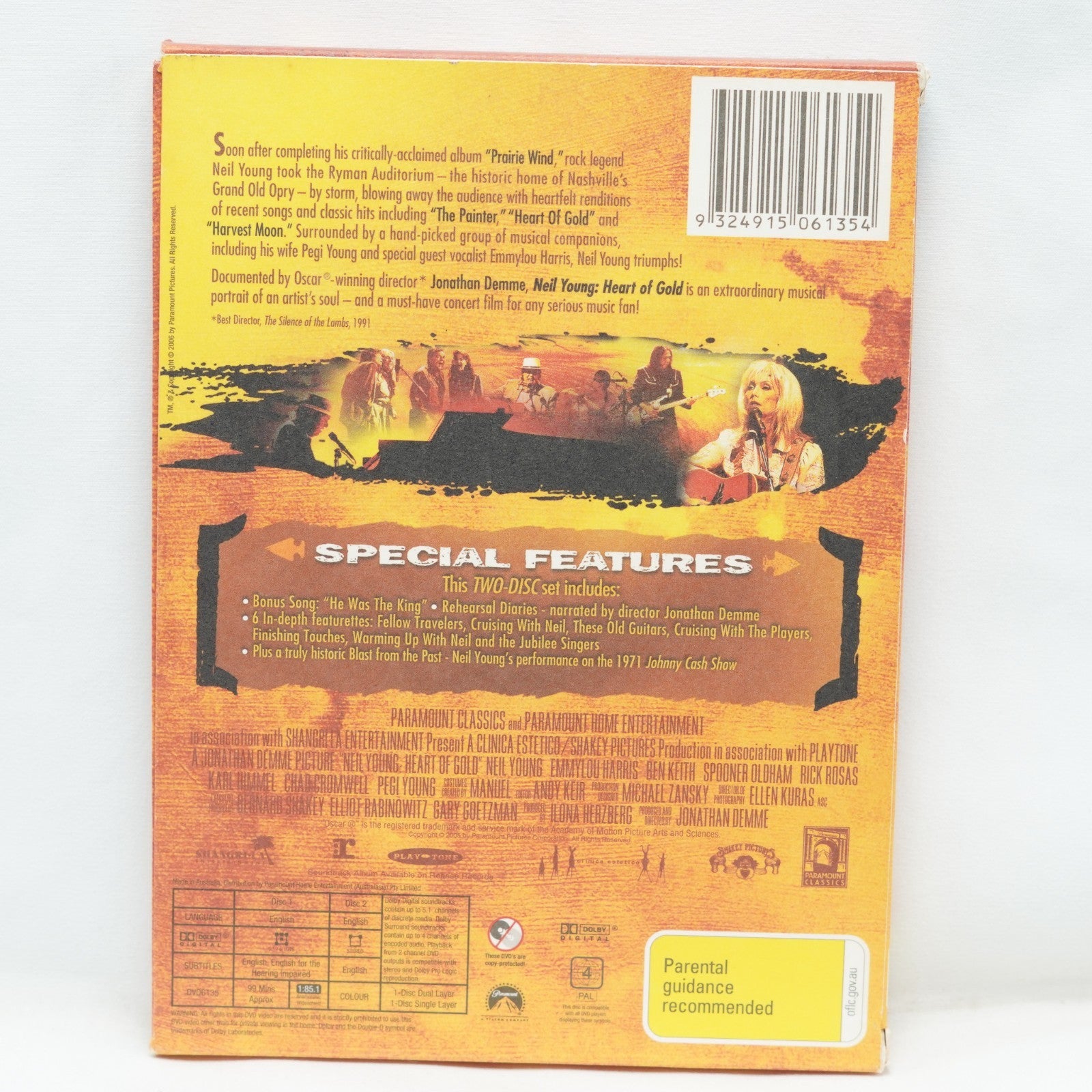 Neil Young Heart Of Gold DVD Region 4 (2-disc Set, Special Edition)