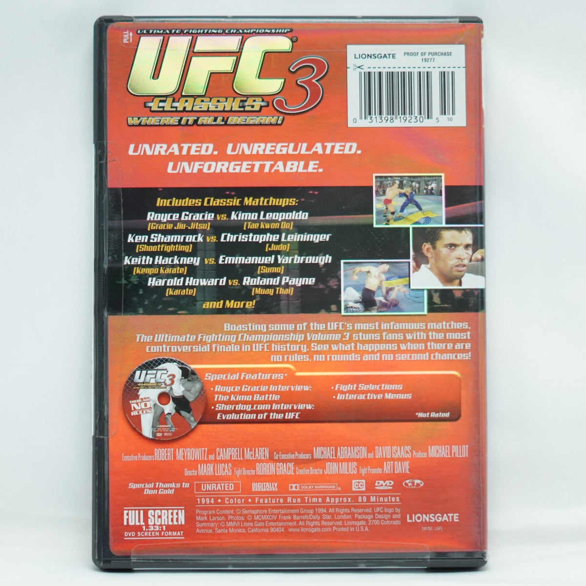 Ufc #3: The American Dream DVD