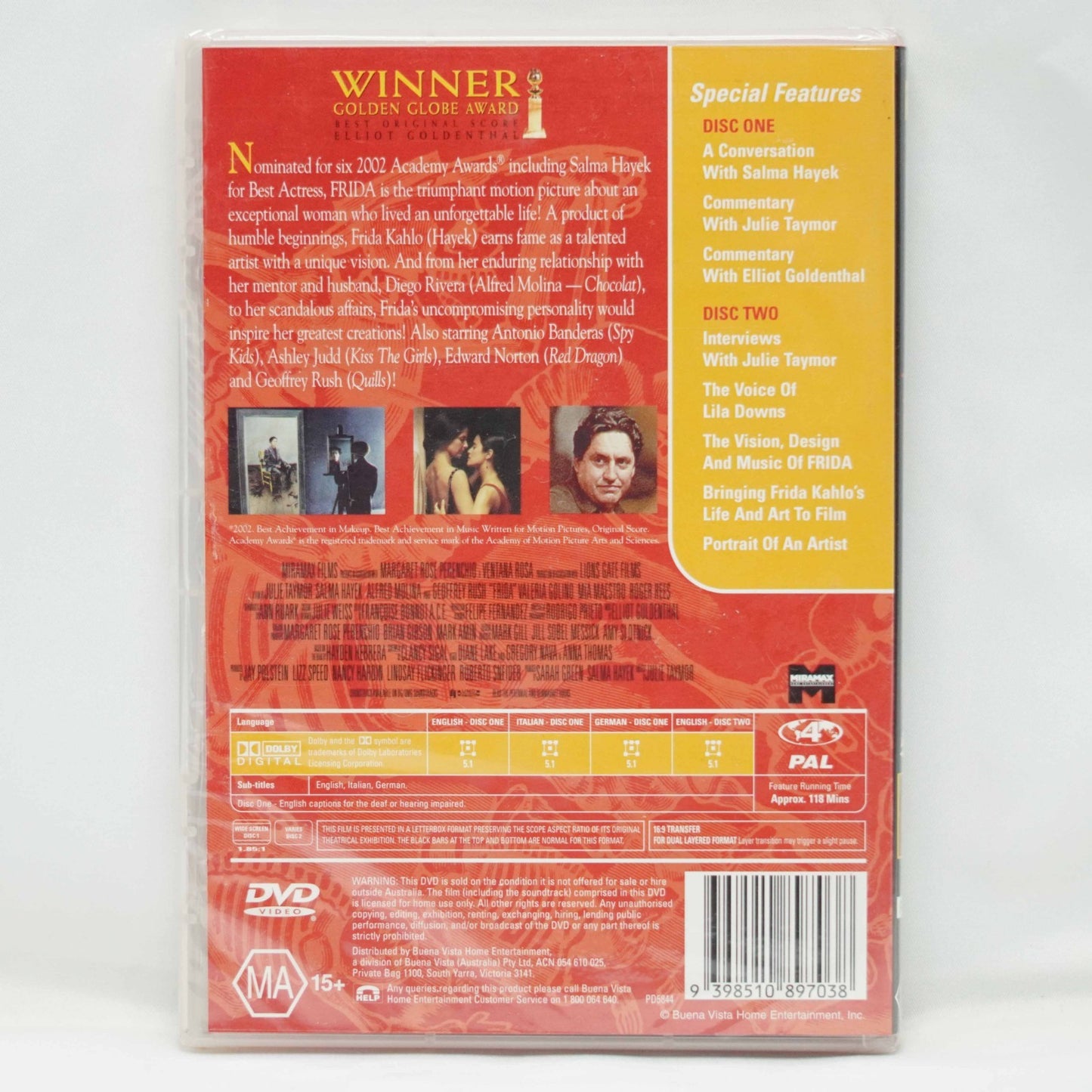 Frida DVD 2002 Brand New & Sealed 2-Disc Set Collector's Edition Region 4