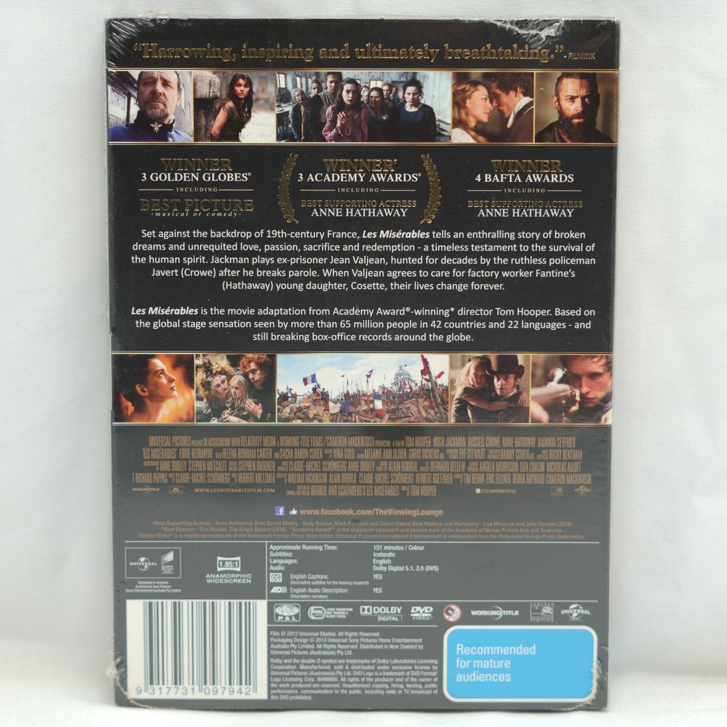 Les Miserables (DVD, 2012) Brand New Sealed