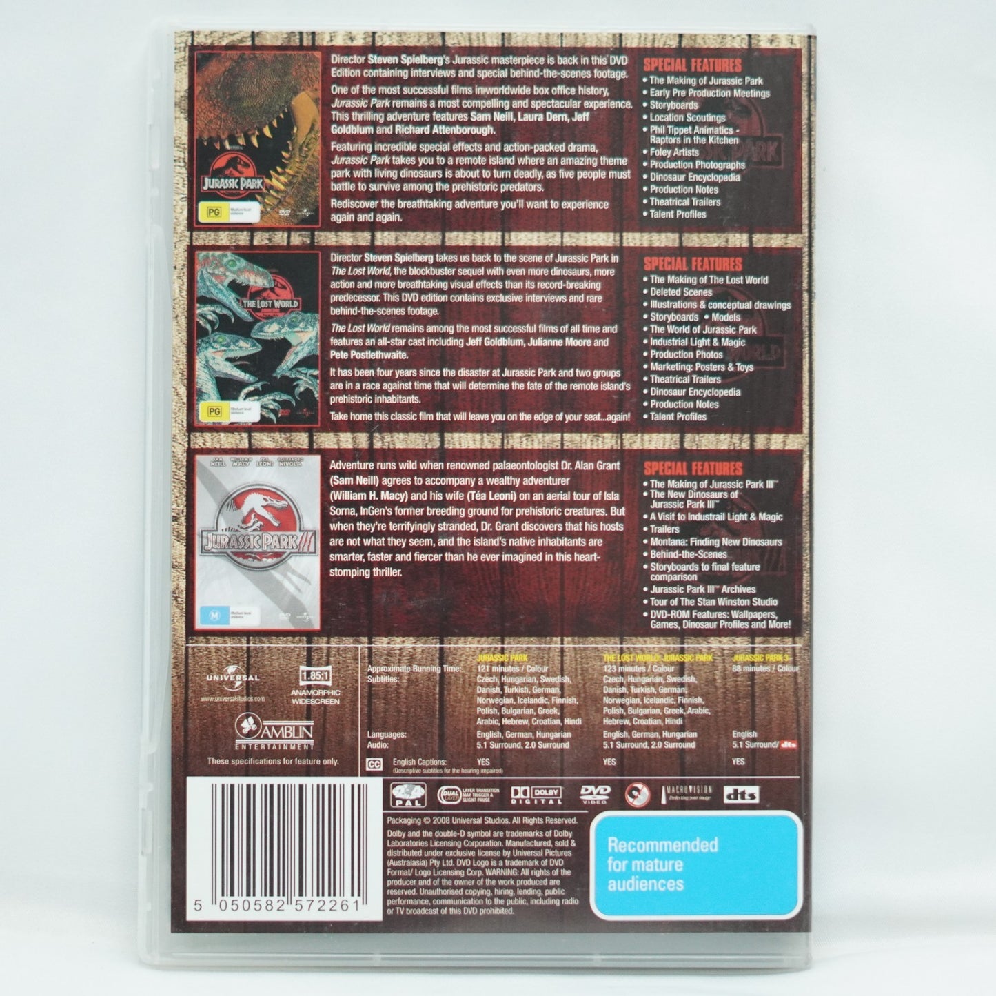 Jurassic Park / Jurassic Park: the Lost World / Jurassic Park III (Box Set, DVD)