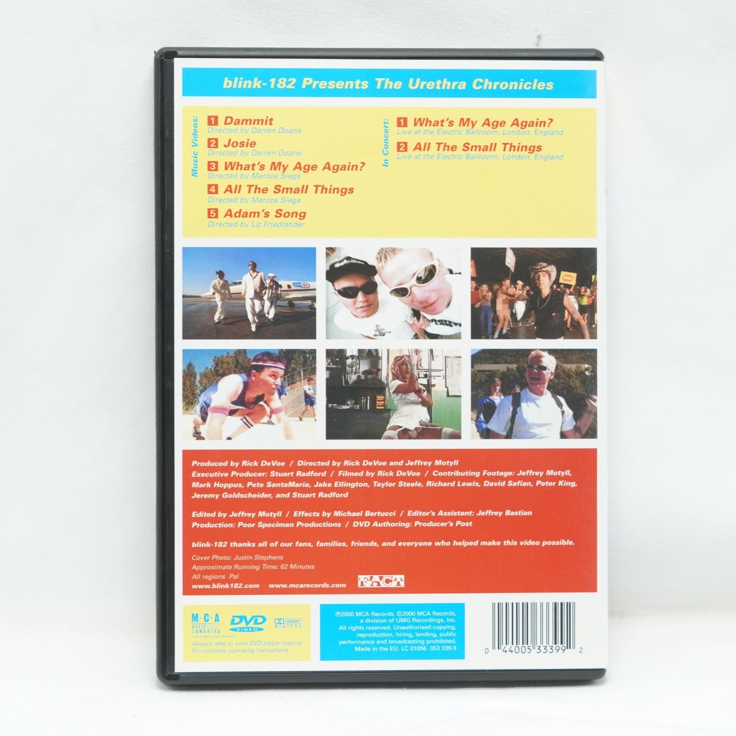 Blink 182: The Urethra Chronicles - 1 and 2 DVD (2003) cert 15 2 discs