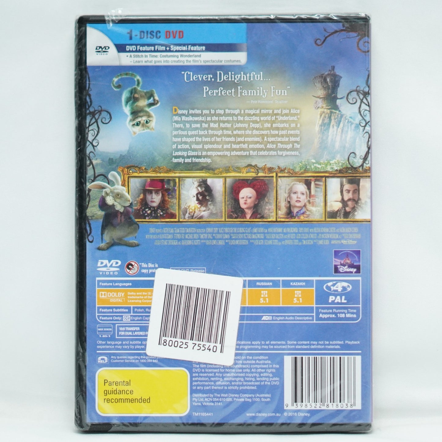 Alice Through the Looking Glass (DVD, 2016)