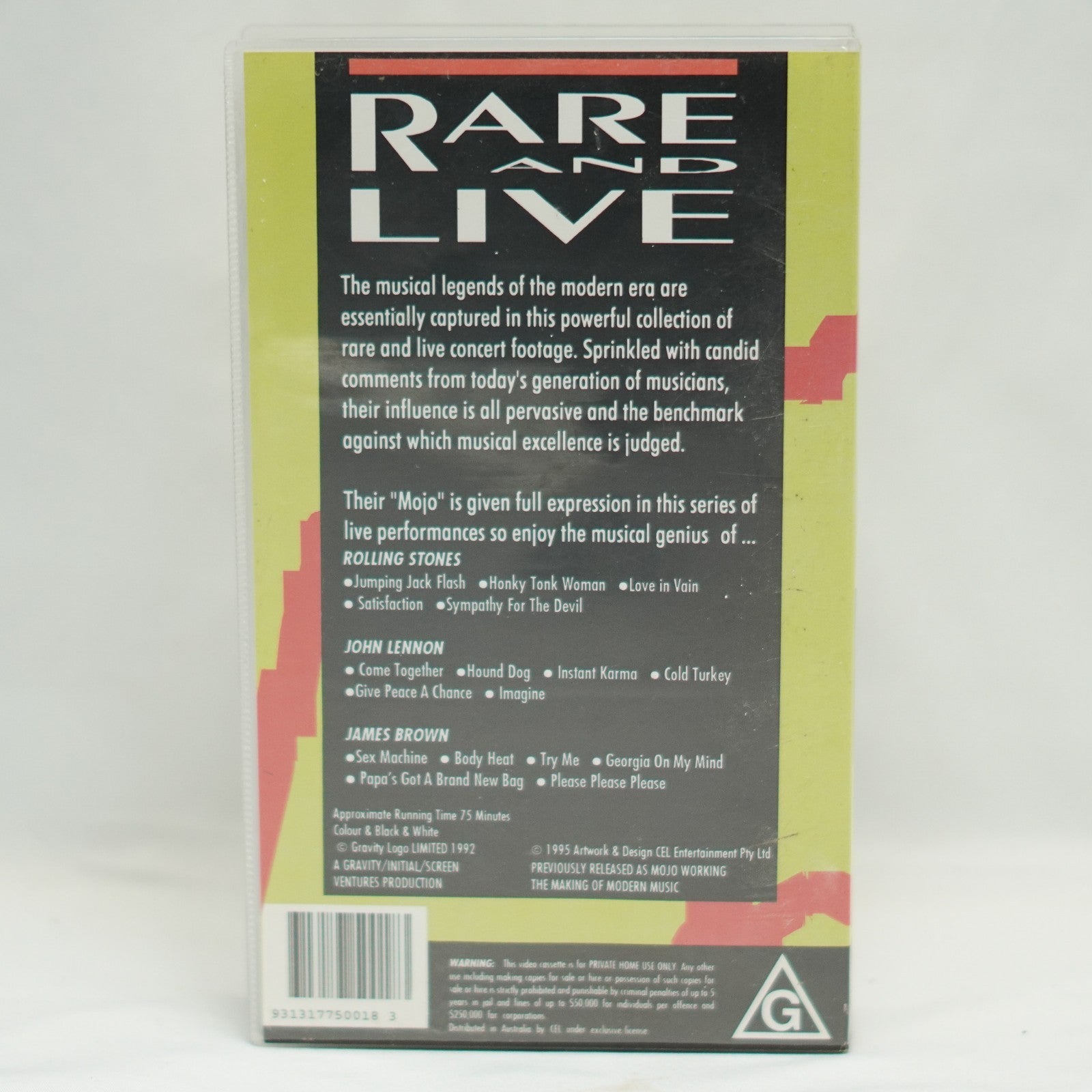 RARE AND LIVE Rolling Stones, John Lennon, James brown -   VOL.3 VHS VIDEO