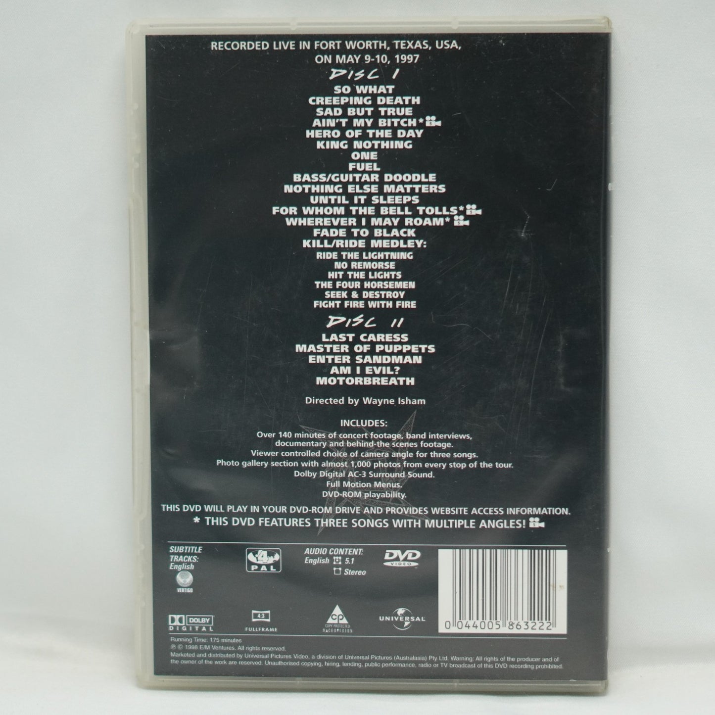 Metallica Cunning Stunts DVD 2 Disc Live Concert