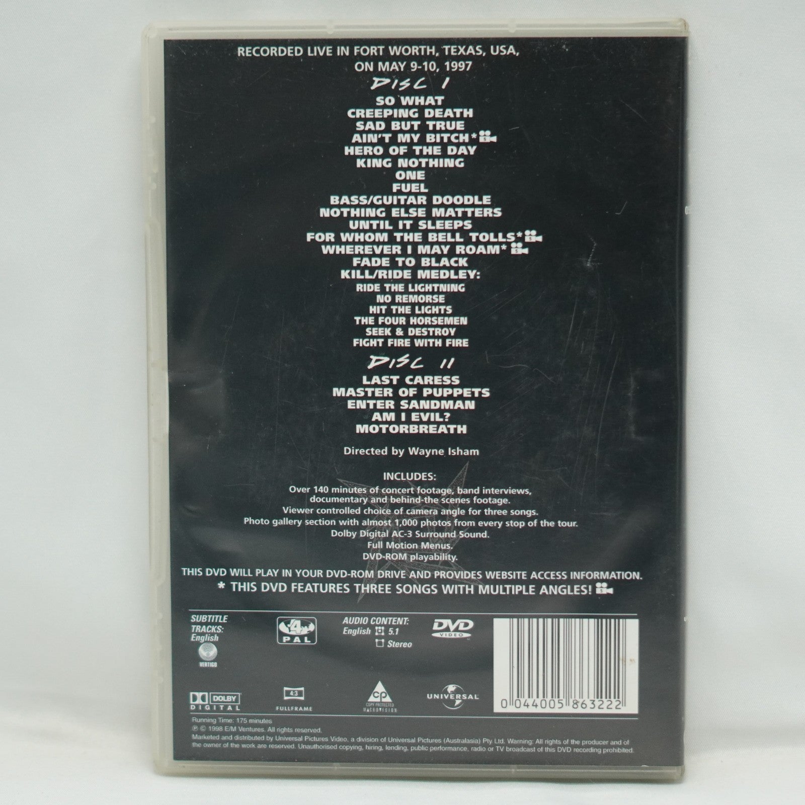 Metallica Cunning Stunts DVD 2 Disc Live Concert