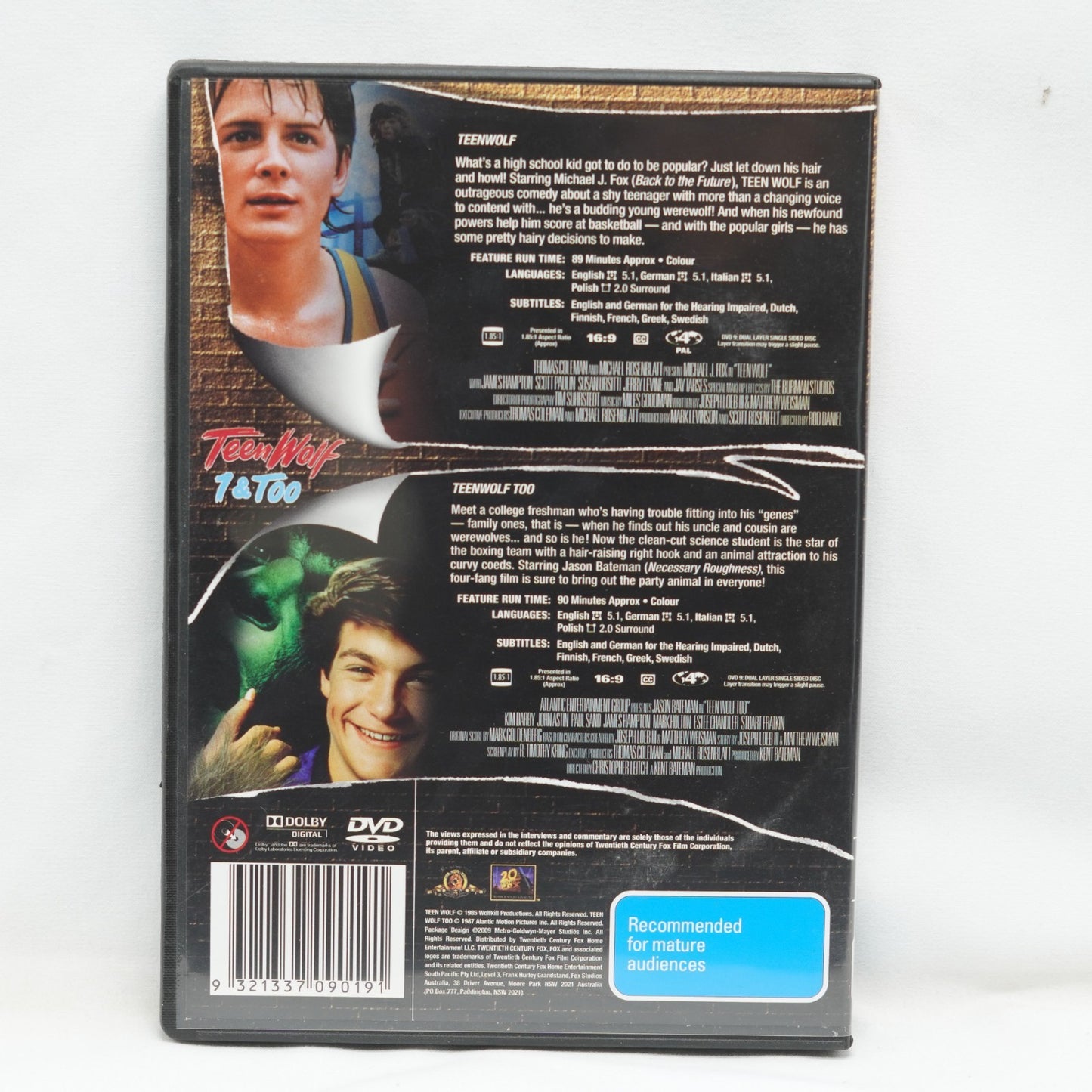 Teen Wolf & Teen Wolf 2  (DVD, 1985)  Region 4