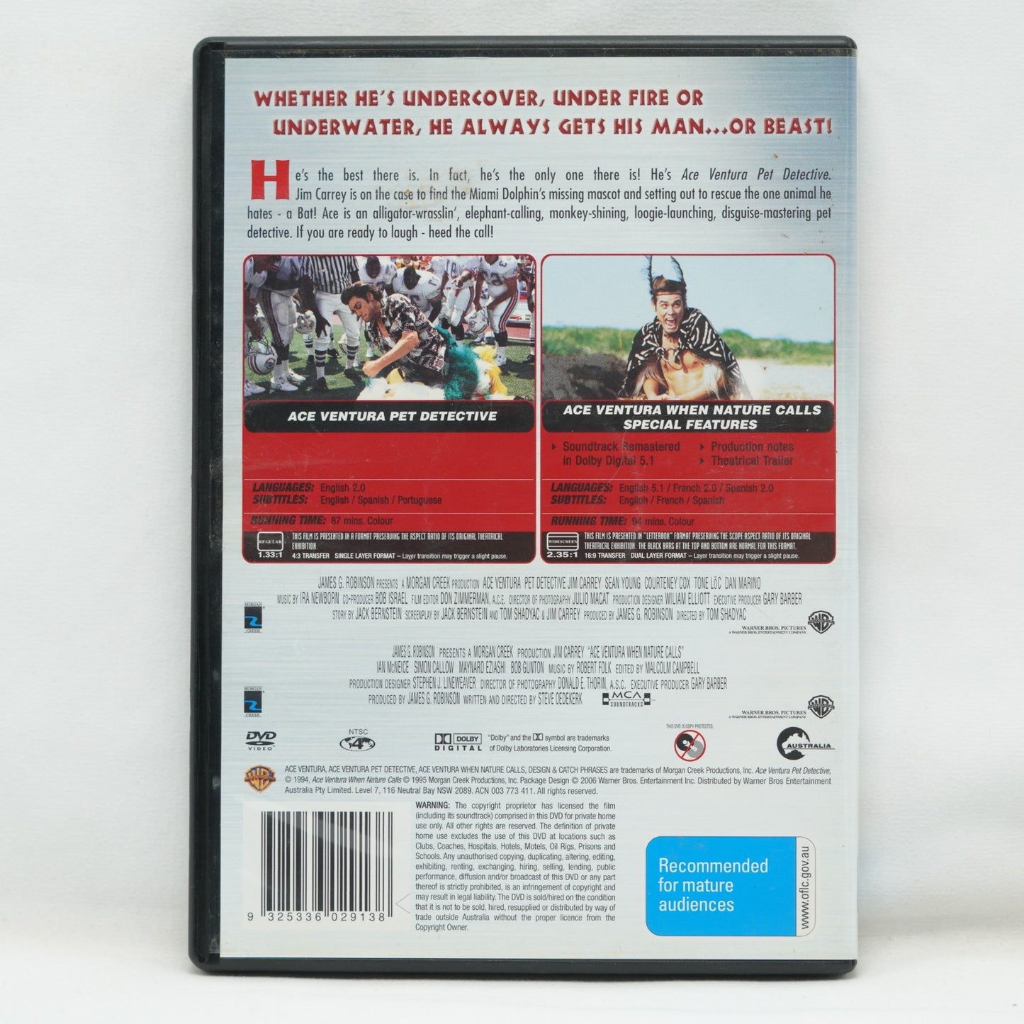Ace Ventura / Ace Venture When Nature Calls (DVD,1994) Region 4