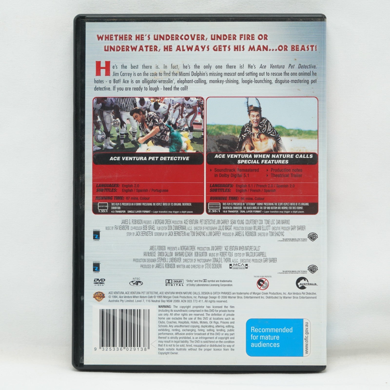 Ace Ventura / Ace Venture When Nature Calls (DVD,1994) Region 4