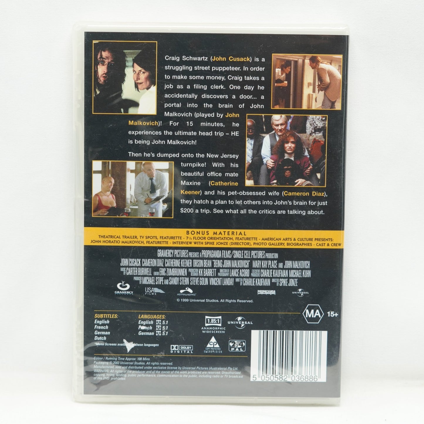 Being John Malkovich Brand New Sealed DVD John Cusack Cameron Diaz Region 4 & 2