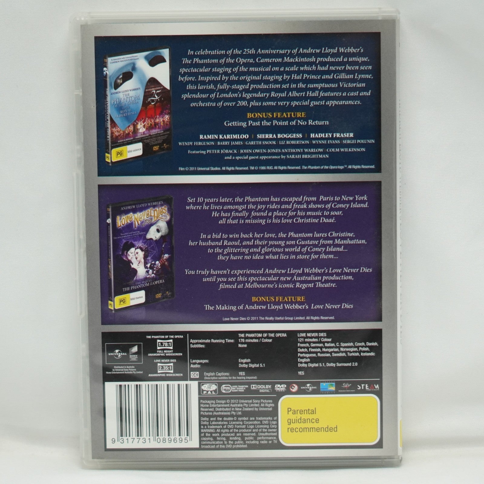 The Phantom Of The Opera / Love Never Dies DVD