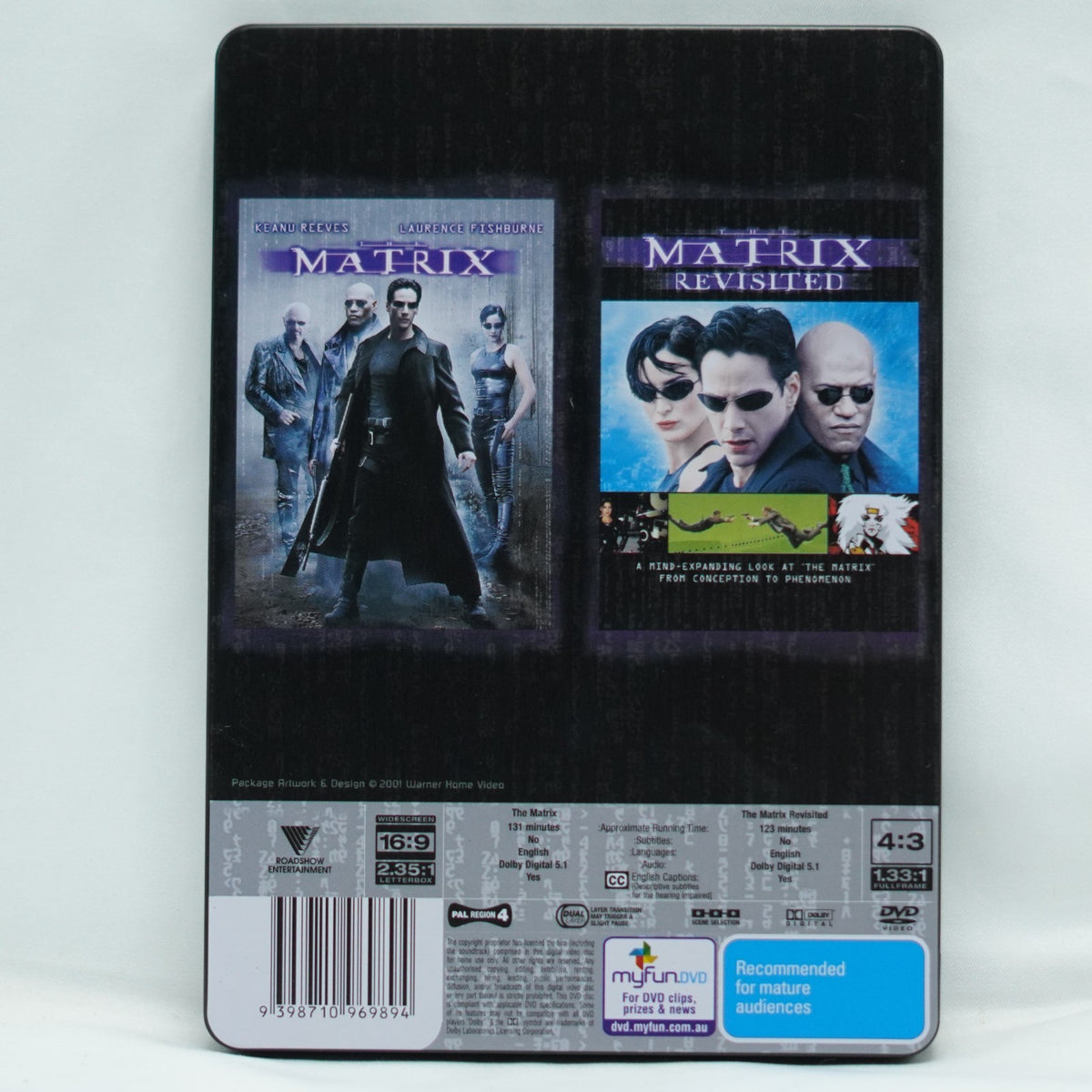 The Matrix & The Matrix Revisited DVD 2Disc Steelbook Region 4 Pal Widescreen.