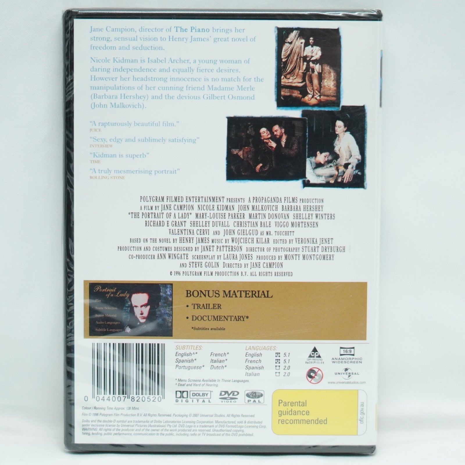 The Portrait Of A Lady (DVD, 1996) Region 4
