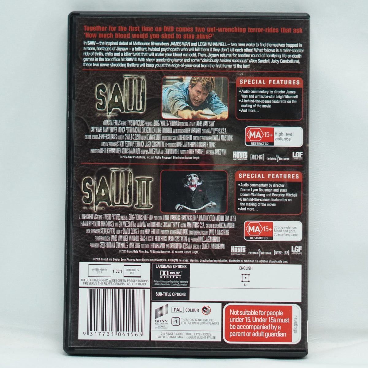 Saw & Saw 2 DVD (2004, 2 Disc Set)