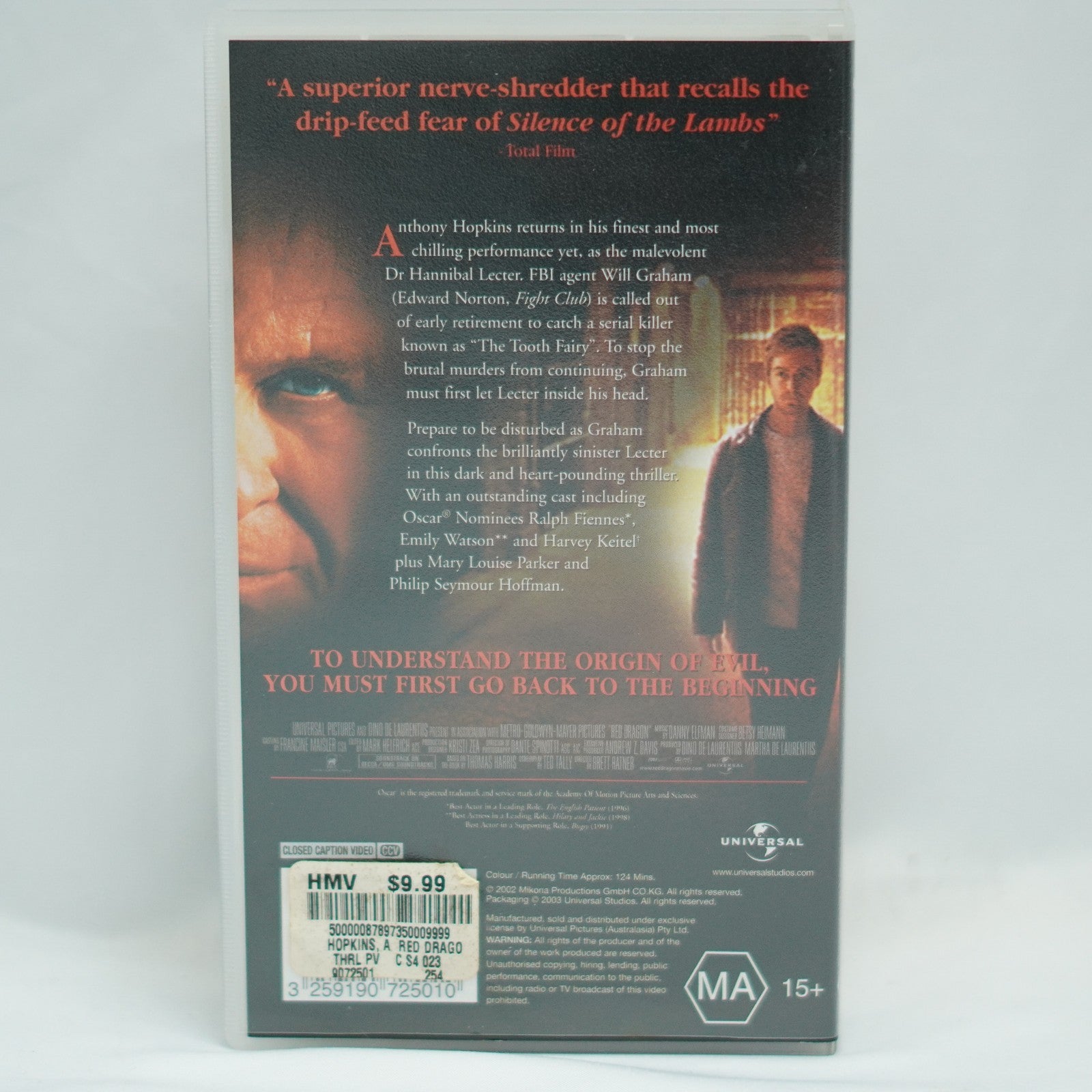 RED DRAGON -  ANTHONY HOPKINS -  VHS VIDEO