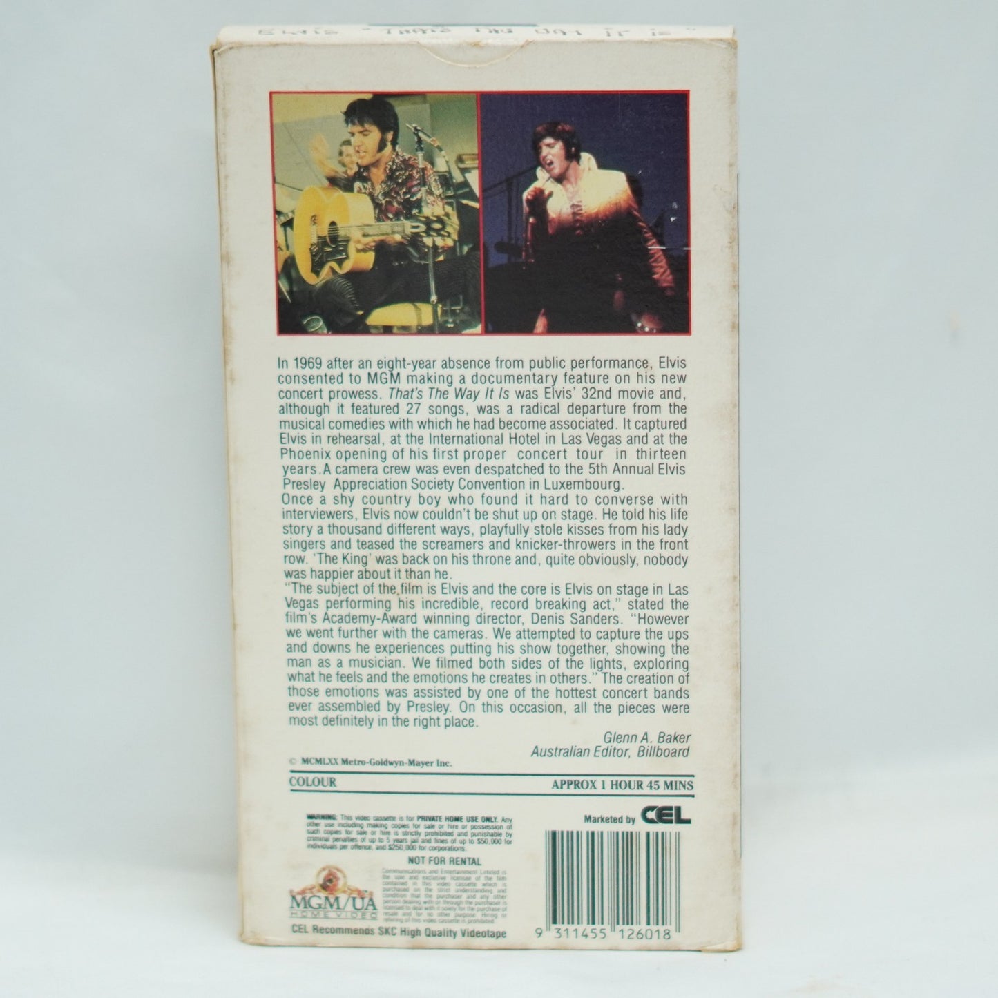 ELVIS PRESLEY THAT'S THE WAY IT IS  -  PAL VHS Tape
