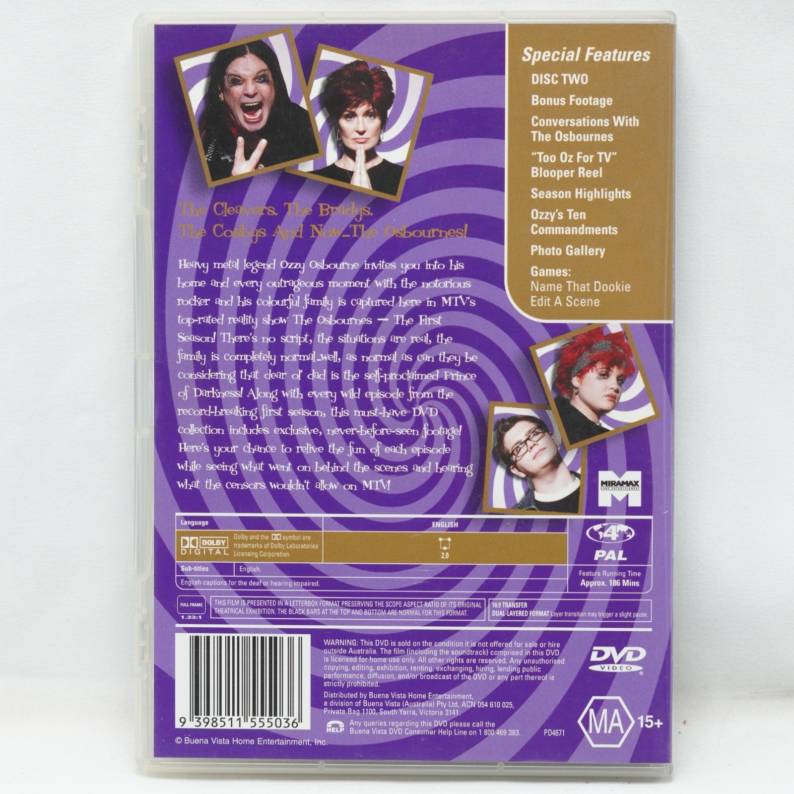 The Osbournes - Season 1 ( DVD , 2 Disc Set Region 4 )