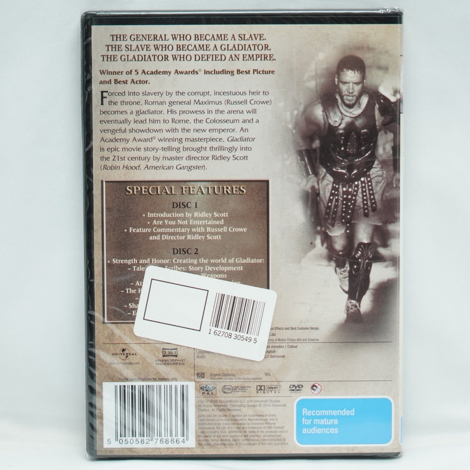 Gladiator (10th Anniversary Edition, DVD, 2000)