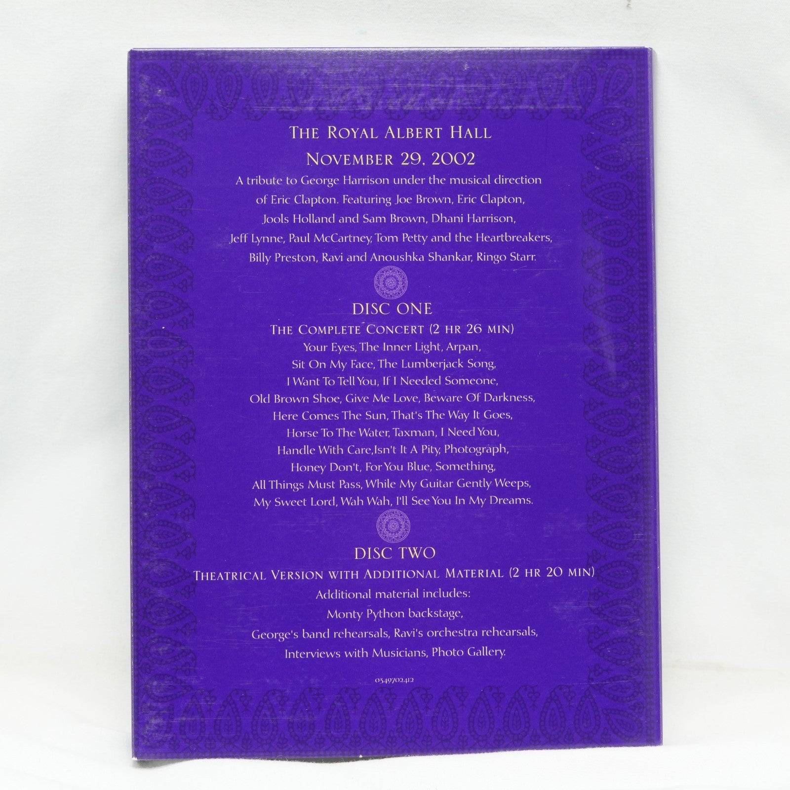 Concert For George (The Beatles) 2 Disc All Region DVD George Harrison