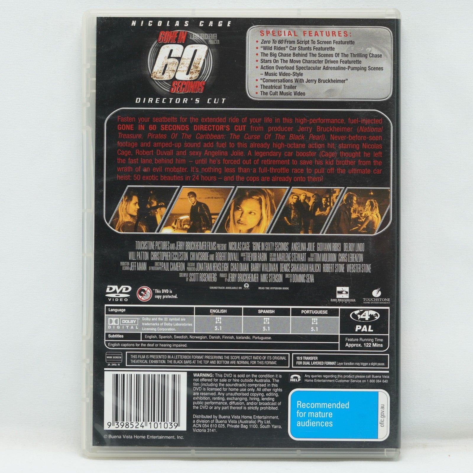 Gone In 60 Seconds (Nicolas Cage Angelina Jolie) (Australia Region 4) DVD