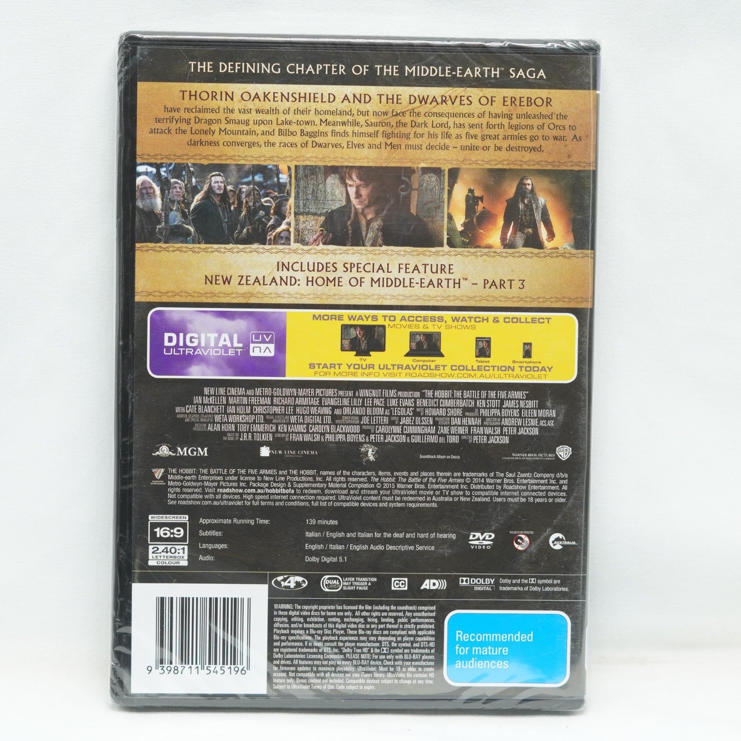 The Hobbit - The Battle Of The Five Armies DVD BRAND NEW R4