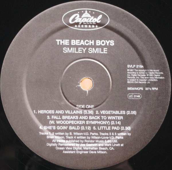 The Beach Boys : Smiley Smile (LP, Album, Ltd, RE, 180)