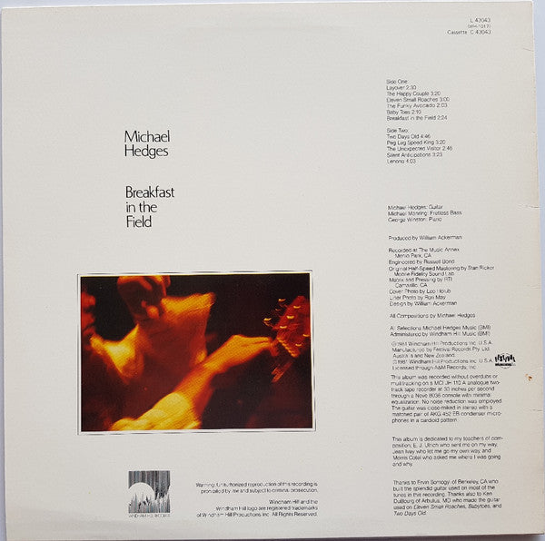 Michael Hedges : Breakfast In The Field (LP, Album, RE)