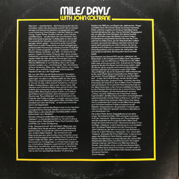Miles Davis With John Coltrane : Miles Davis With John Coltrane (2xLP, Comp)